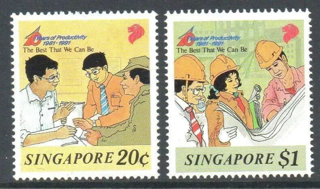 Movimento di produttività di Singapore 1991 2v MNH