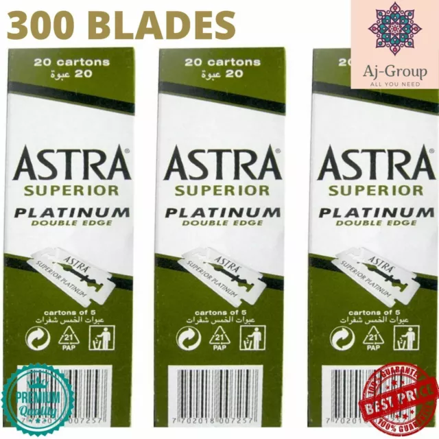 Lames de rasoir de sécurité 300X Double Edge Astra Superior Platinum شفرات...