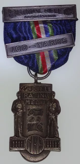 NRA Medal 22 Rifle Rating 100 Yds 96 Vtg Pre-WW2 1936 Sterling Silver Award