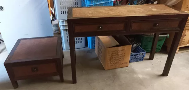 Oferta, 2 Mesas Antiguas De Madera A Juego, Aparador Y Mesa De Centro