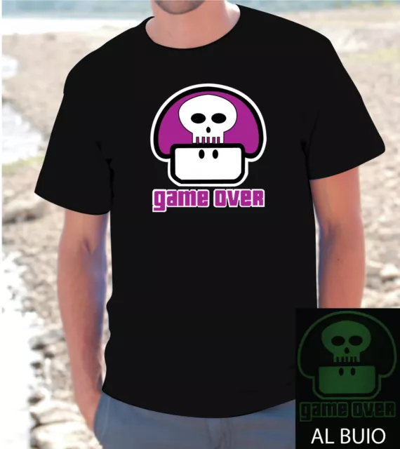 T-Shirt Maglietta  S - M - L - Xl Super Mario Game Over "Luminescente"