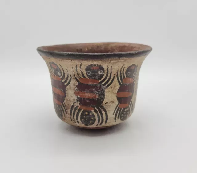 Pre-Columbian NAZCA Polychrome Painted Spiders Pottery BOWL