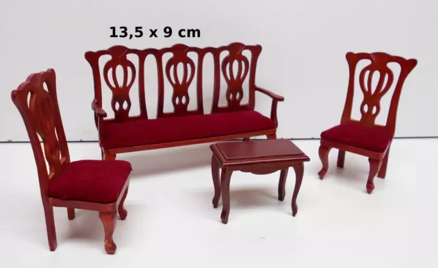 canapé et chaises en bois miniature,maison de poupée,vitrine, meuble salon   M6