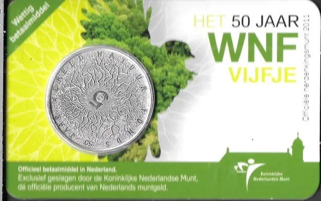 Coincard " WNF Vijfje " Niederlandische 5 Euro Gedenkmunze