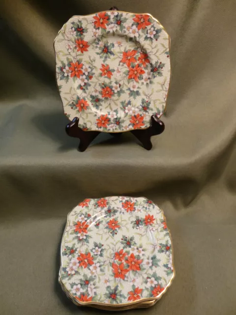 6 Royal Winton Grimwades Christmas Chintz Bread Plate 6 1/8"
