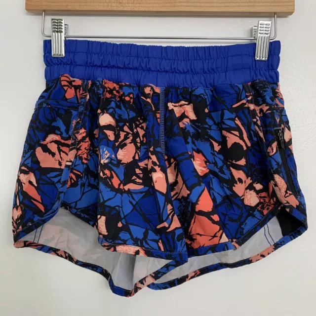 Lululemon Womens 4 Tracker Short IV Paint Storm Harbor Blue Pink Run Speed Up