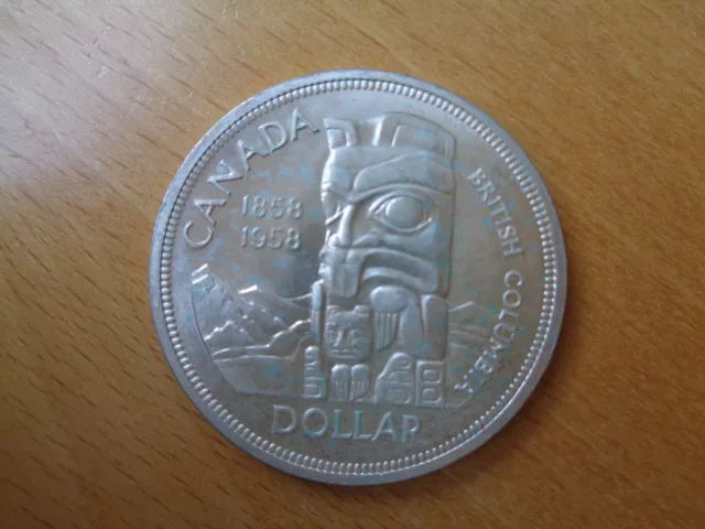 Kanada 1 Dollar 1958 Britsh Columbia/Totempfahl Silber