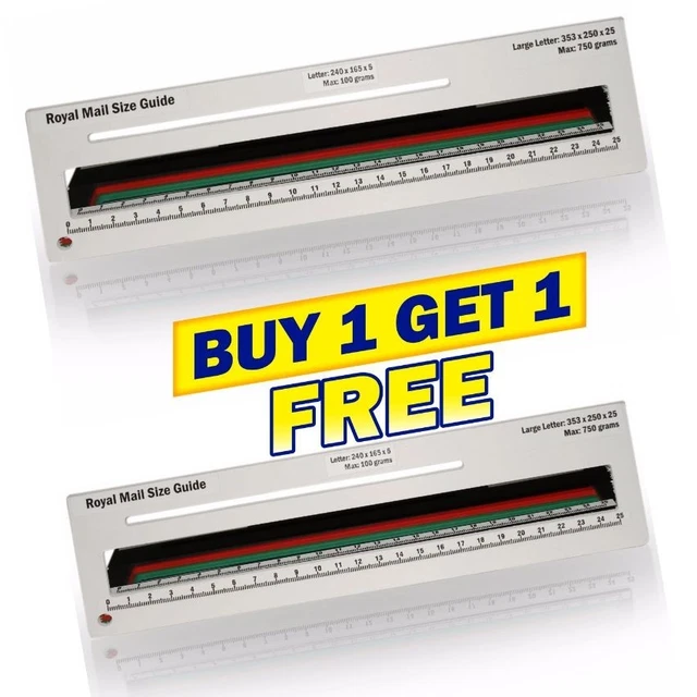 Mail Ruler ROYAL MAIL SIZE Guide Charge Guide Ruler Post Office Postage Template ...