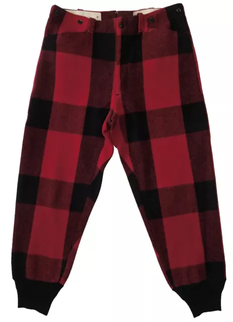 VTG Soo Woolen Mills Mens Sz 38 Red/Black Buffalo Plaid Hunting Pants