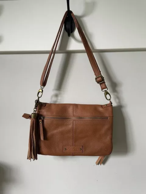 Lucky Brand Del Rey BROWN Leather Fold Over Convertible Crossbody Purse