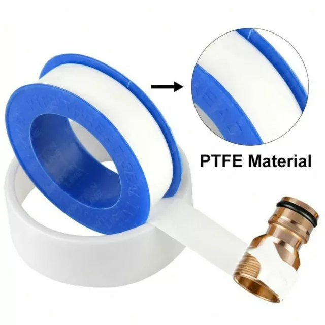 PTFE Teflon Threaded Sealing Tape Adhesive Plumbers Water Tight 10m x 12mm 2