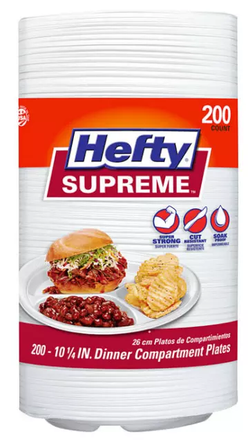 Hefty Supreme 3-Section 10 1/4" Foam Plate (200 ct.)