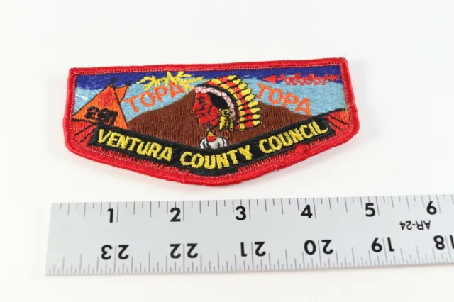 Vintage Lodge 291 Topa Topa Red OA Order Arrow WWW Boy Scouts America Flap Patch 4