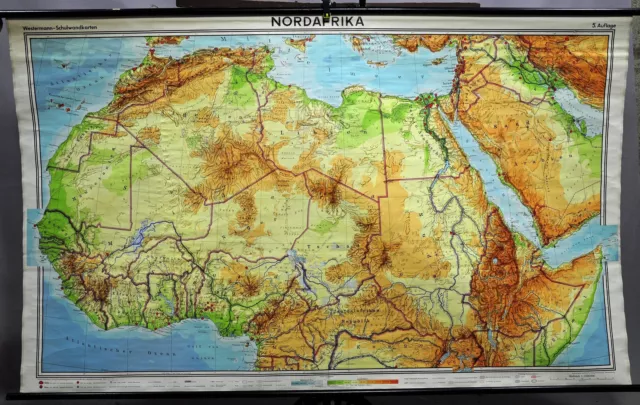 North Africa Mural Vintage Poster Rollable Map Wall Chart Decoration