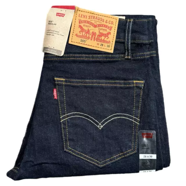 Levis® 505 Mens Denim Jeans Original Fit bottoms Straight Leg Pants Jean ZIP NEW