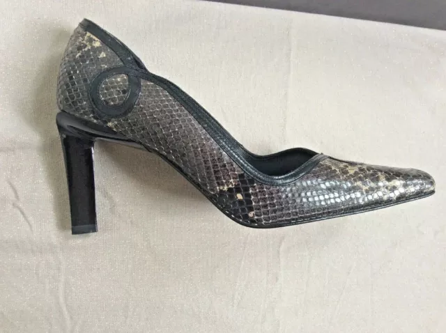 Vintage Roland Cartier Size 36 Court Shoes Snake Print Real Leather - heels