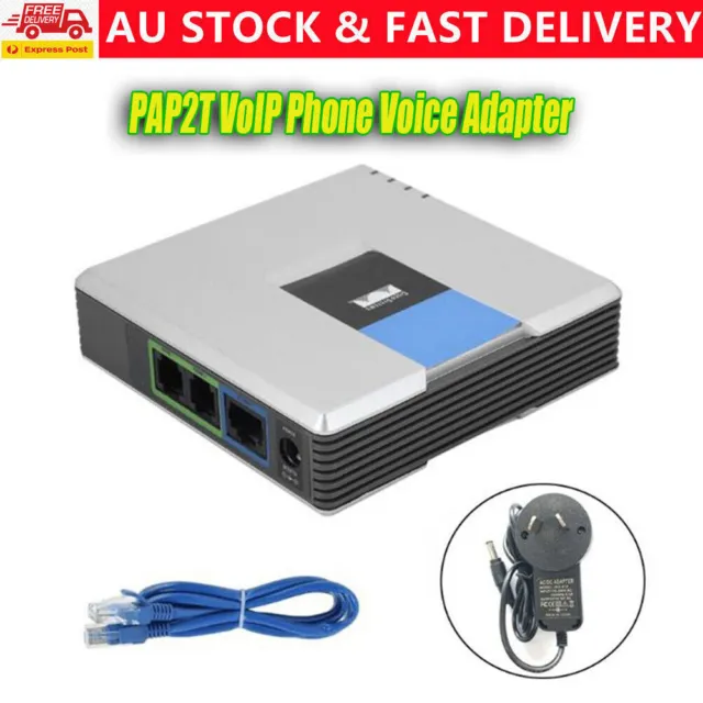 Unlocked Linksys PAP2T VoIP Phone Voice Adapter SIP with 2 FXS Ports AU Plug