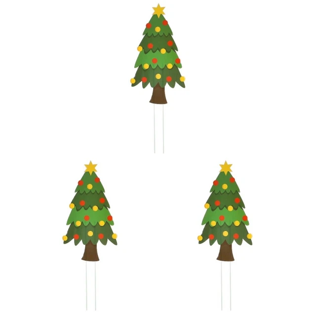 3 Pack Inserts De Jardin Noël Piquets Pelouse Signe Métal Bois Décor