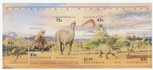 Australia's Dinosaur Era Stamp Collecting Month OCT '93 Mini Sheet FV $3.60