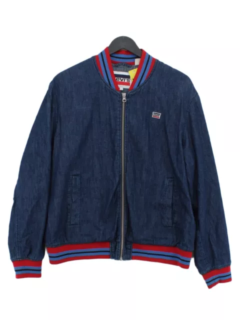 LEVI’S MEN'S JACKET L Blue Cotton with Polyester Bomber Jacket $56.37 ...