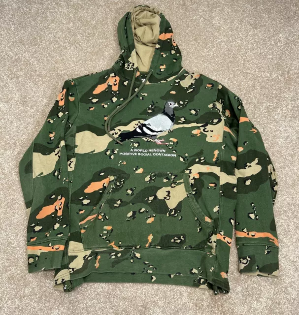 Staple Pigeon Hoodie Sweatshirt Embroidered All Over Camo Logo Men’s Size Small