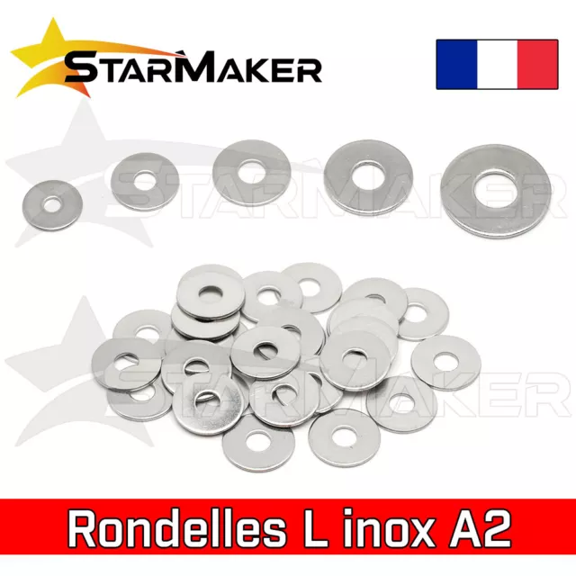 Rondelles Larges L Inox A2 - M3 M4 M5 M6 M8 - Par lots 5 à 100 pcs