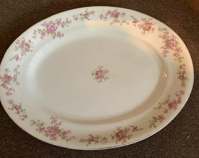 Vtg.  Platter Florence Cook Pottery Co. Floral 16.5 X 13"