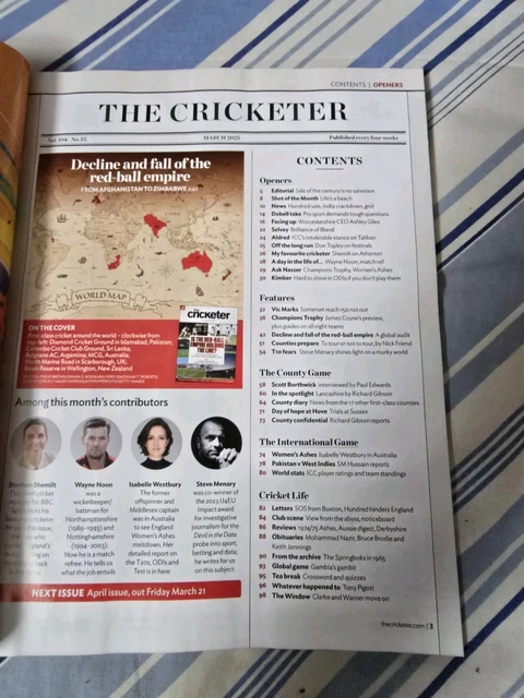 THE CRICKETER MAGAZINE March 2025 Is the redball empire holding the line? £2.80 PicClick UK