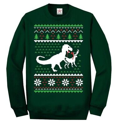 Dinosaur killing Reindeer Funny Christmas Jumper, Sweatshirt Unisex.