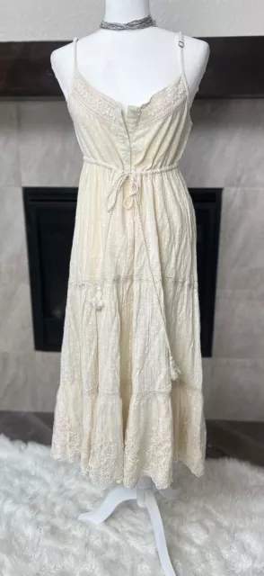 RAGA Off White Lace Cotton Maxi Dress Sleeveless NWT Size Small Cottagecore