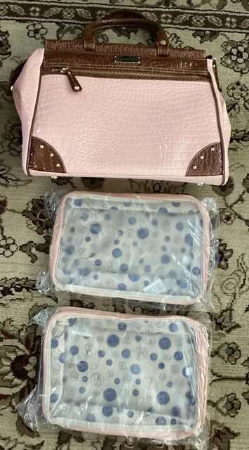 👜Samantha Brown Croco-Embossed RARE PINK/BROWN LUGGAGE SET TRAVEL NIB TAGS🩰 3