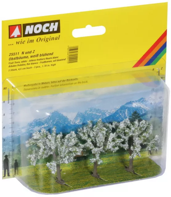 NOCH N, Z Scale Fruit Trees (white blossom, 3pcs, 4.5 cm high)