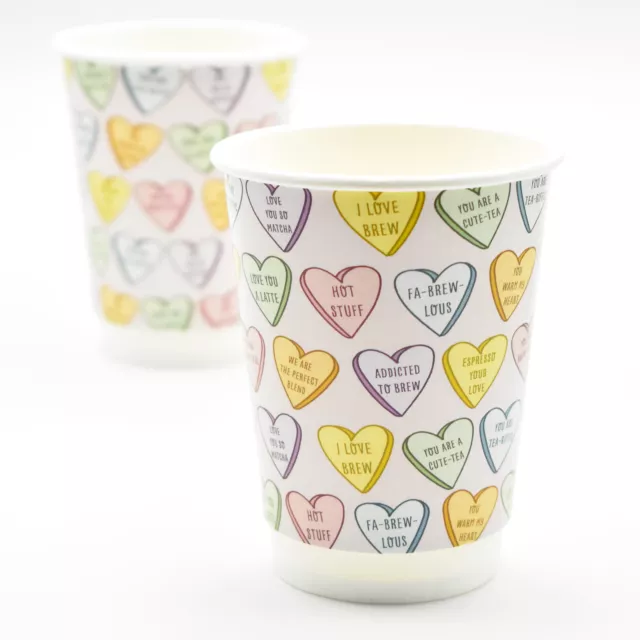 Valentines Day Sweet Heart Paper Cups 12oz Hot Drink Disposable Coffee Cup