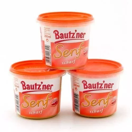 (6,65€/1l) 3x Bautzner Senf scharf (3x200 ml)