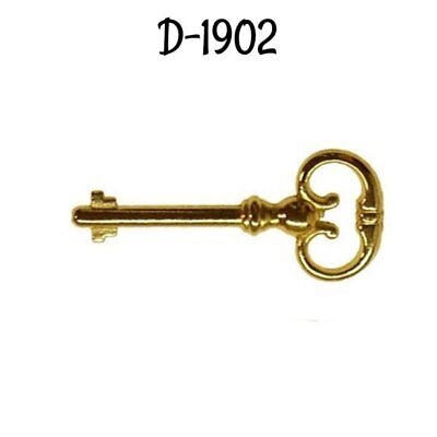 Antique Style Key Brass Plated Key for Roll Top Desk Lock - Polished Skeleton