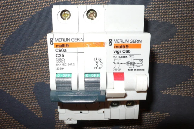 Disjoncteur Différentiel Merlin Gerin 2 Pôles 25A 30mA Courbe C – Occasion Fonctionnel