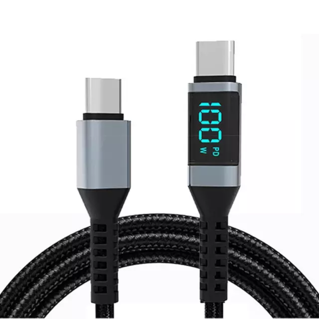 Type C to Type C Cable 5A PD 100W Fast Charging Cord LED Display TypeC Charge✨a