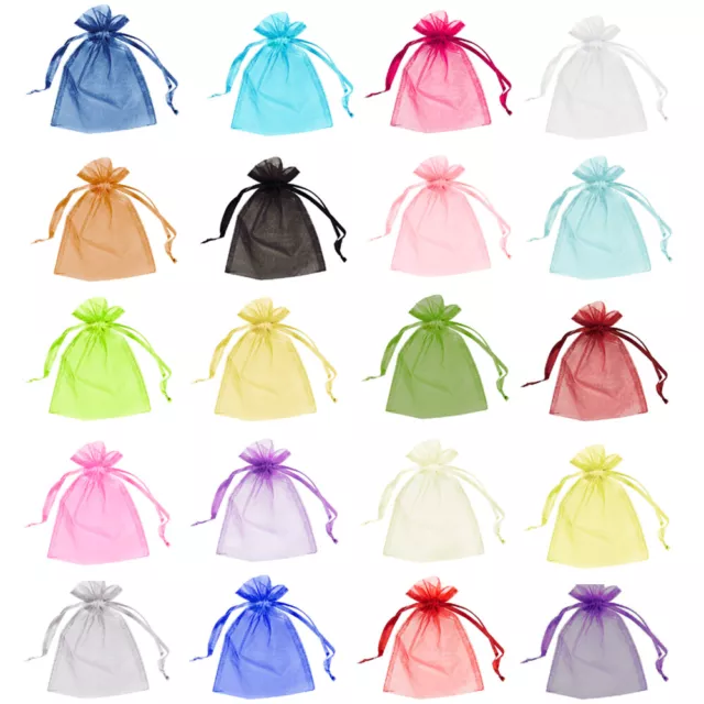 100 Organza Bags Wedding Favour Pouches Jewellery Mesh Party Drawstring Gift UK