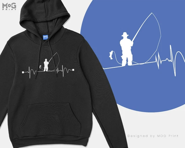 Felpa con cappuccio cuore pesca polso divertente regalo pescatore papà nonno pesce felpa con cappuccio