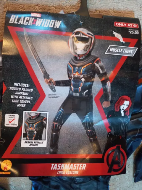 ⭐ Marvel Black Widow Task Master Costume Kids Boys Sz Small 4-6 Padded Halloween