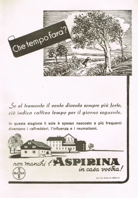 Pubblicità_Fronte/Retro_ASPIRINA e RADIO TELEFUNKEN - cm. 24 x 17 - anno 1942