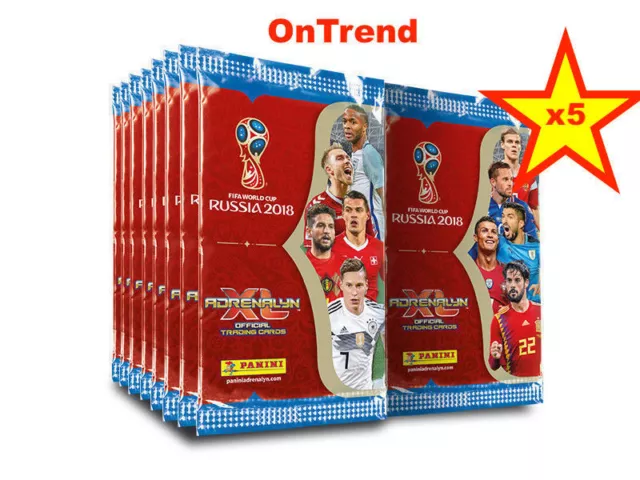 Panini 2018 FIFA Russia World Cup Trading Cards ADRENALYN XL Sealed Packs x 5