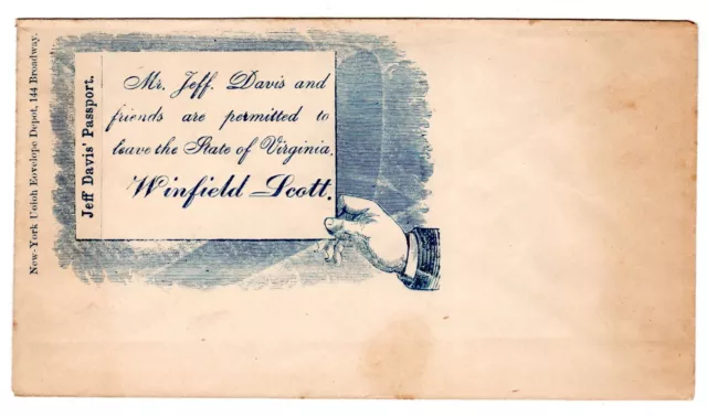 US Civil War Patriotic Cover Jeff Davis’ Passport LOT#4