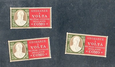 Erinnofilo per Alessandro VOLTA  1827-1927 COMO 