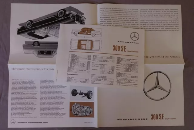 Mercedes Prospekt 300 SE Coupe Cabriolet W112 Daimler Benz Brochure 2/1962 *NOS*