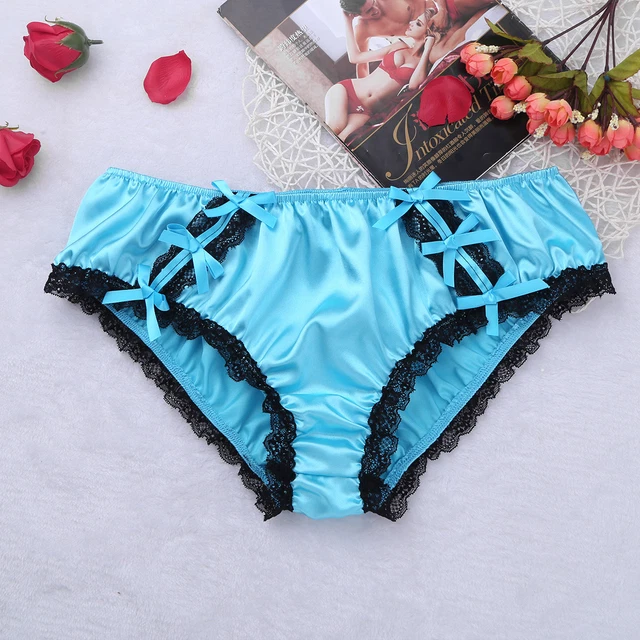Shiny Satin Low Rise Frilly Fluted Bikini Style Panties, Sissy Ruffled...