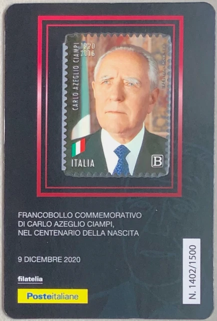 ITALIA 2020 CARLO AZEGLIO CIAMPI TESSERA FILATELICA FRANCOBOLLO tiratura 1500