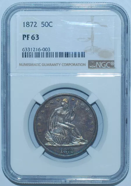 1872 NGC PR63 Proof Strike Seated Liberty Half Dollar