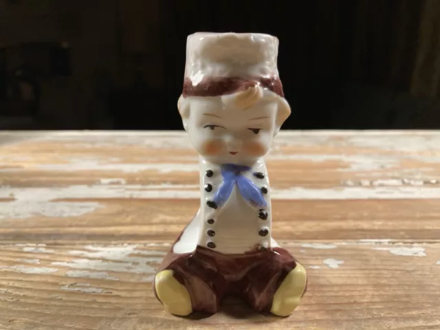 Vintage Figural Ceramic Napkin Ring Holder Little Victorian Boy Porcelain Japan