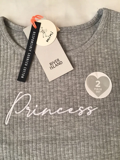 Set di peplum a costine principessa grigio River Island età 3-4 anni nuovo con etichette 4